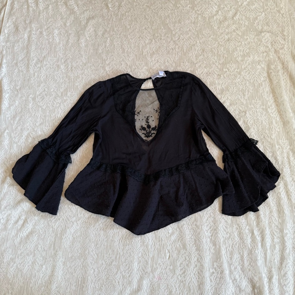 Alice McCall bell sleeve lace partition top